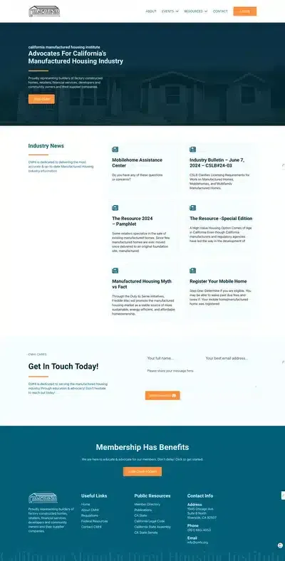 California Manufactured Housing Institute website design