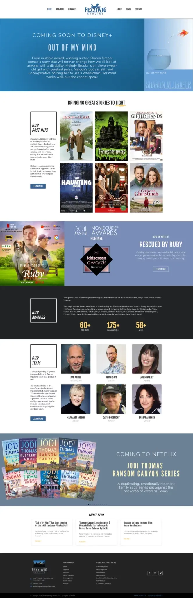 Entertainment studio website design