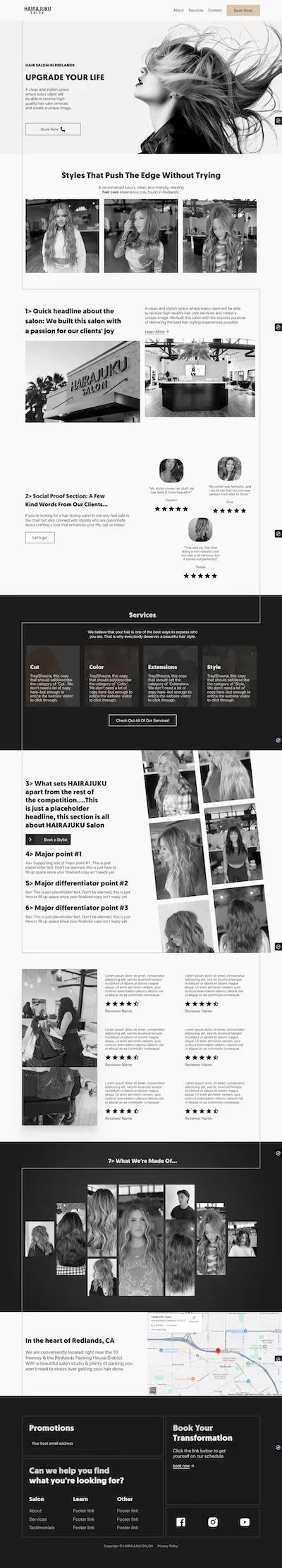Hair salon website design