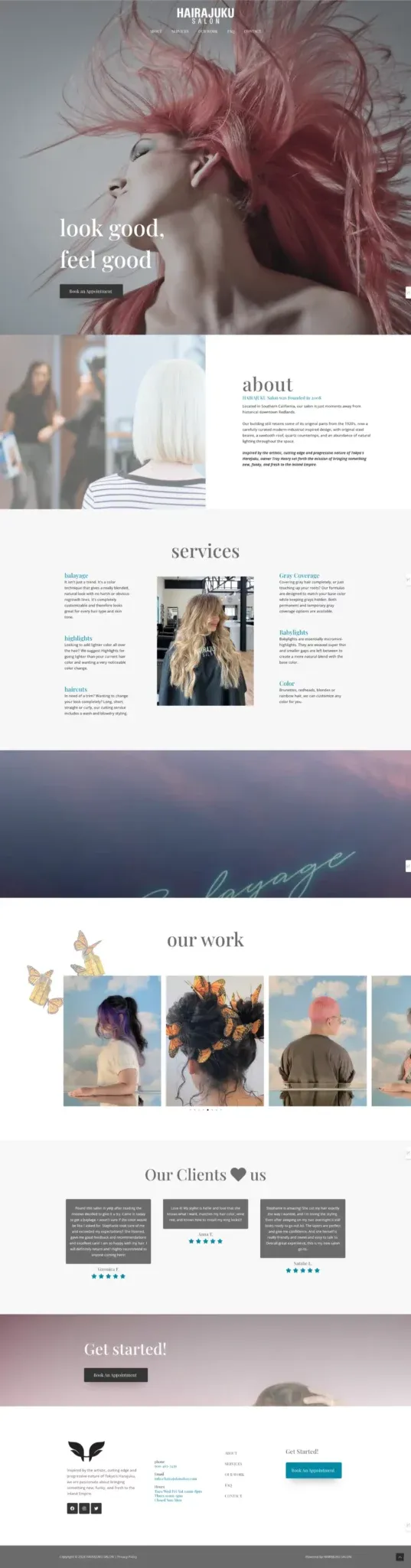 Hair salon website design