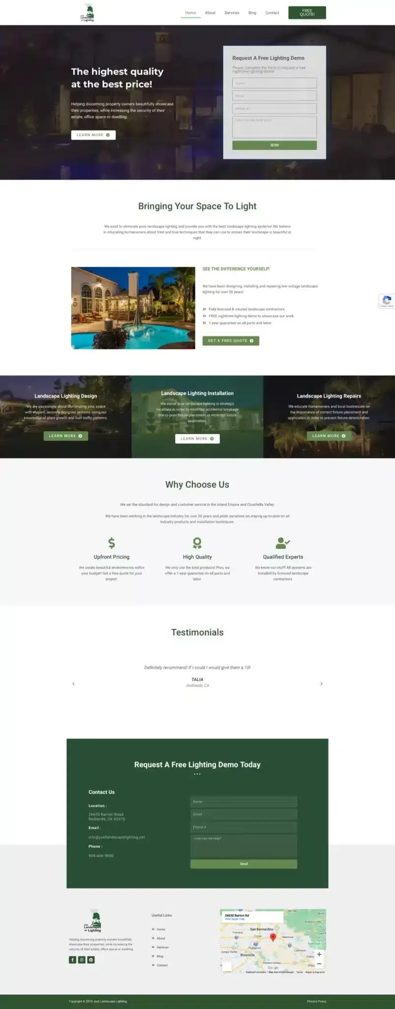 Landscape lighting website design