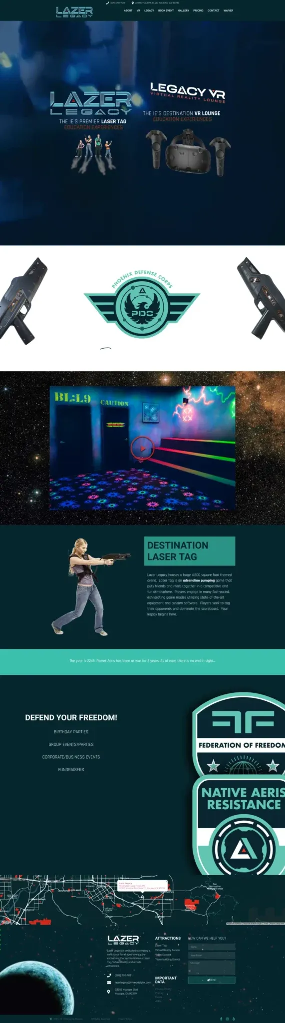 Laser tag entertainment website design