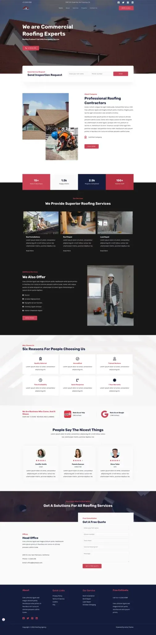 Roofing service website design