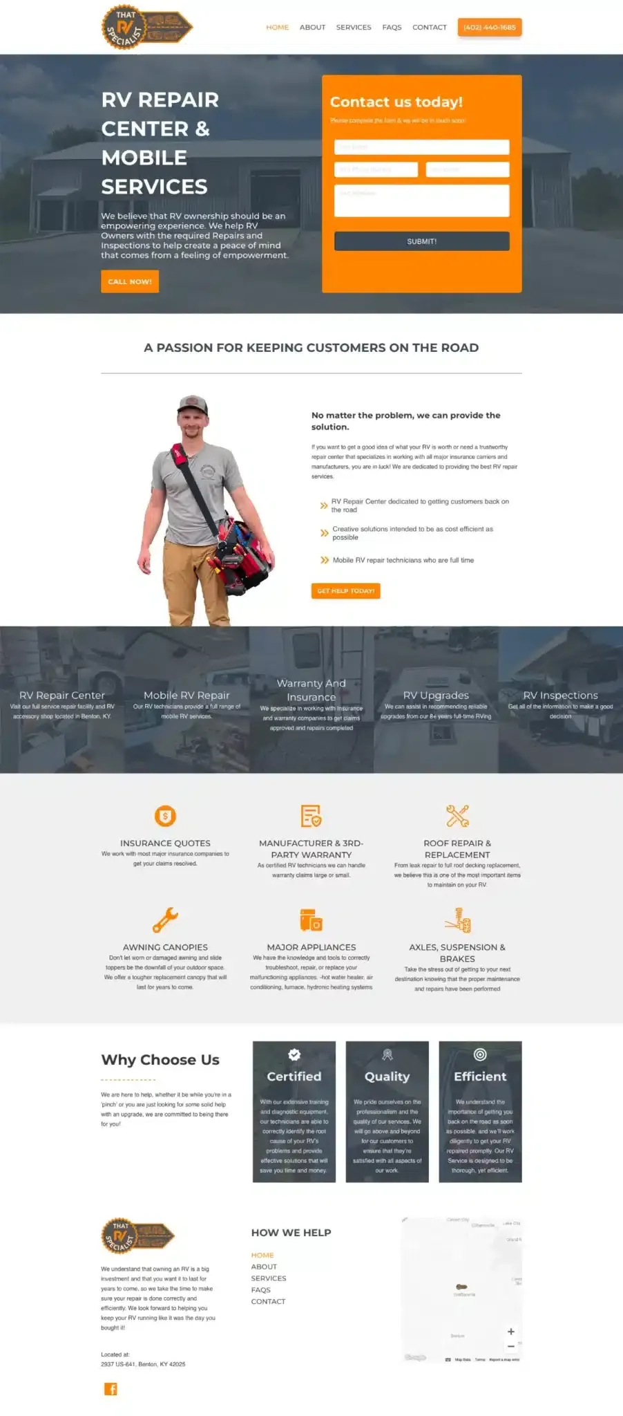 RV repair website design